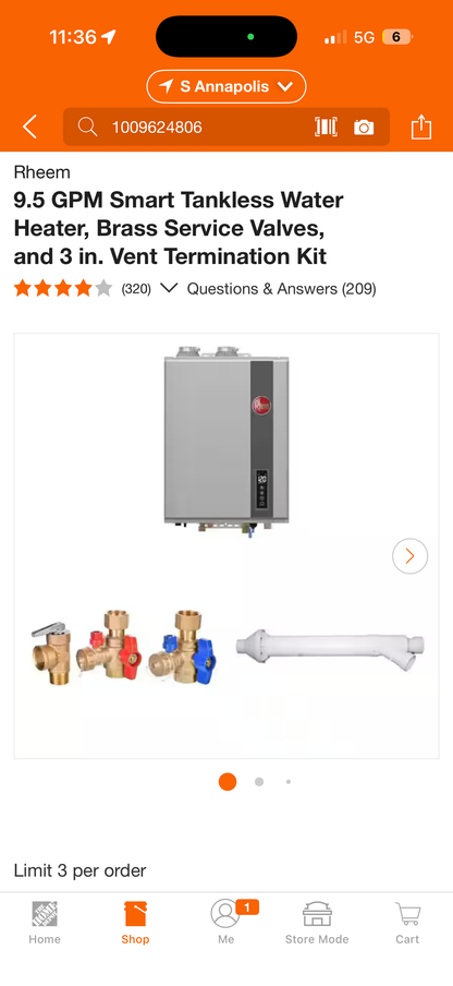 Rheem 9.5 GPM Smart Tankless Water Heater