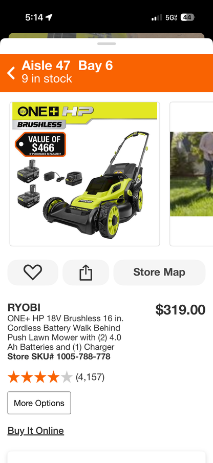 Ryobi One+ HP 18v PUSH Lawn Mower Kit