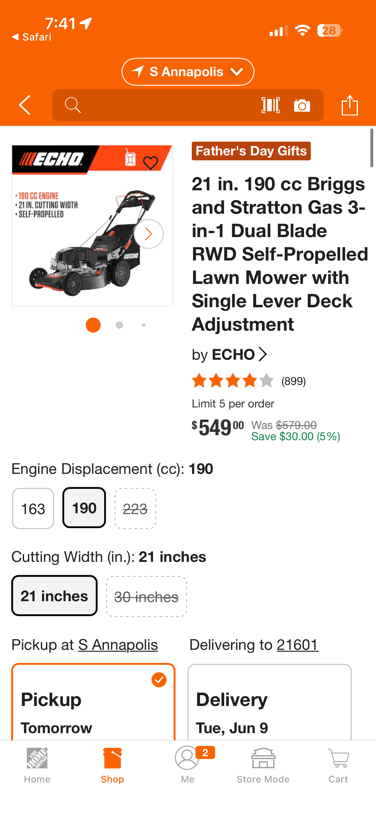 Echo 21” 190cc Dual Blade RWD Self Propelled Gas Lawn Mower