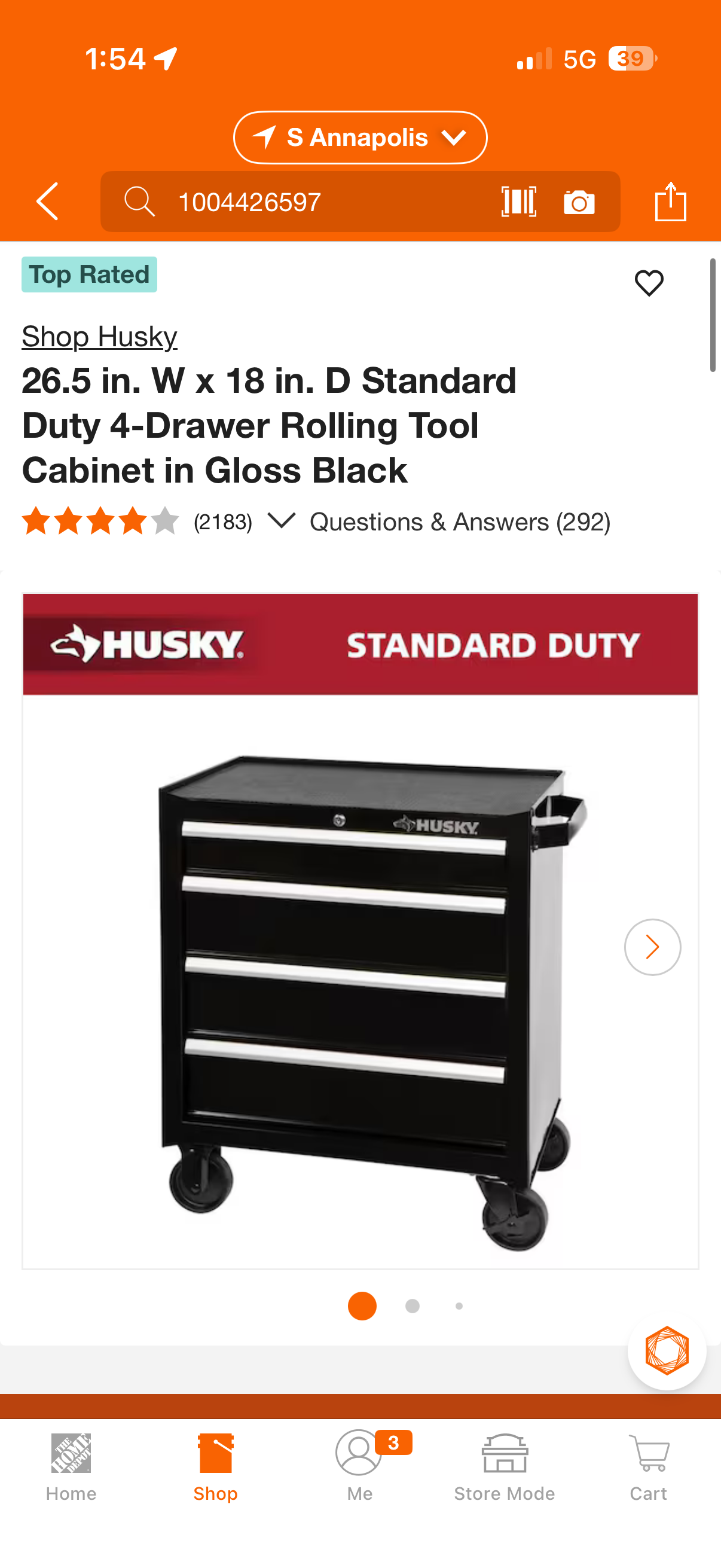 Husky 26.5x18” 4-Drawer Rolling Tool Cabinet