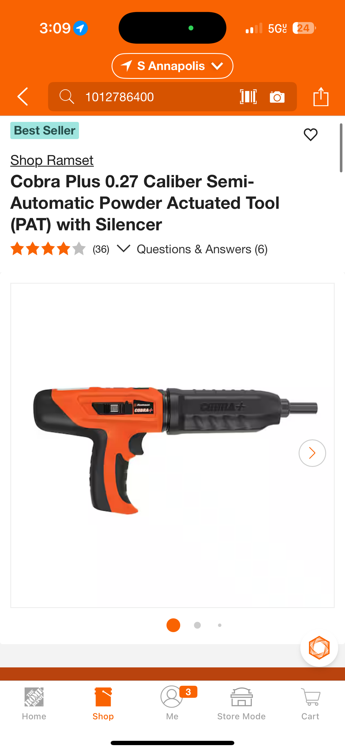 Ramset Cobra+ 0.27 Caliber Semi-Auto PAT w/Silencer