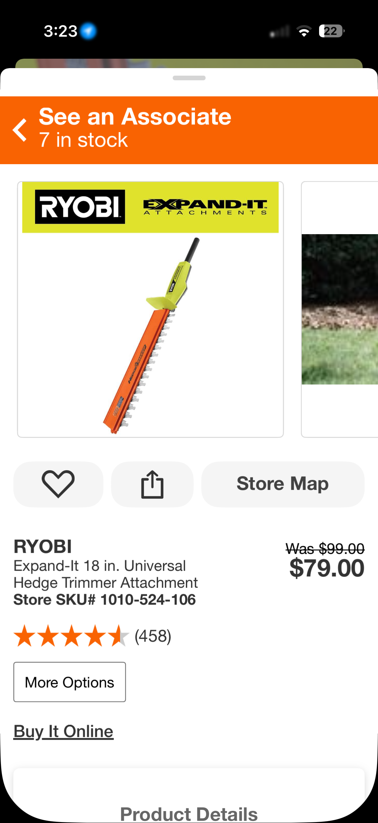 Ryobi Expand-It 18” Universal Hedge Trimmer Attachment