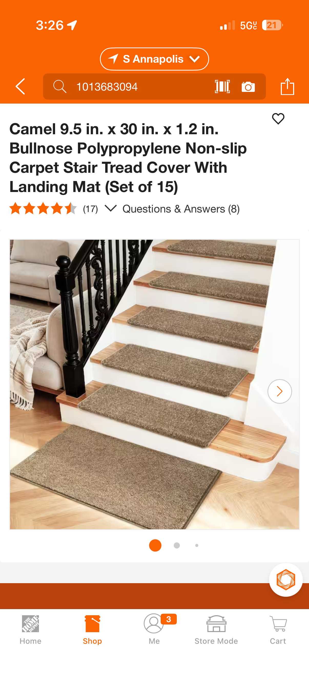 Pure Era 9.5x30x1.2” Bullnose Non-Slip Carpet Stair Tread Set