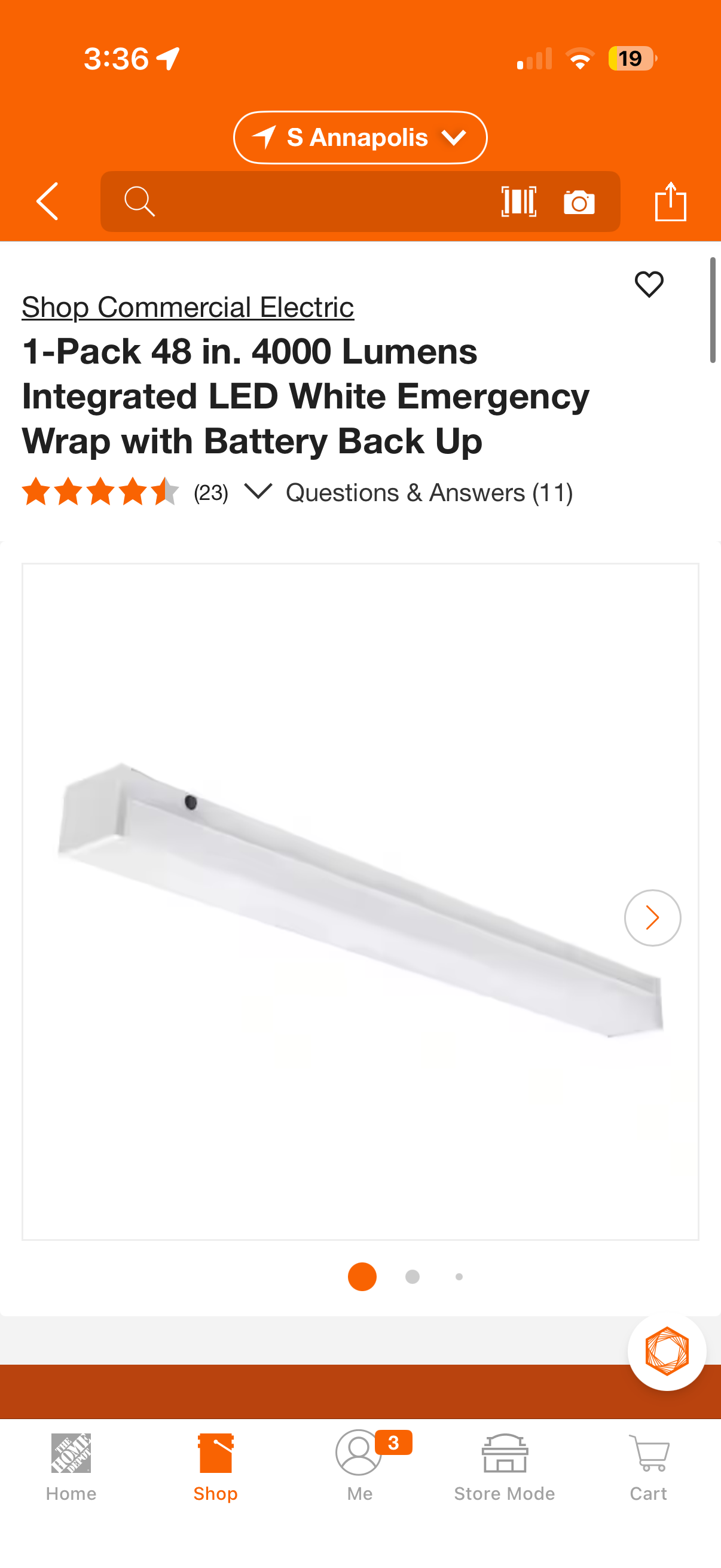 Commercial Electric 48” LED White Emergency Wrap Light w/Battery Back Up