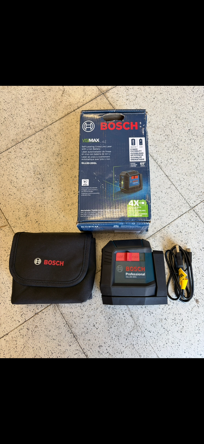 Bosch 65ft Dual Power Green Beam Self-Leveling Cross-Line Laser Level