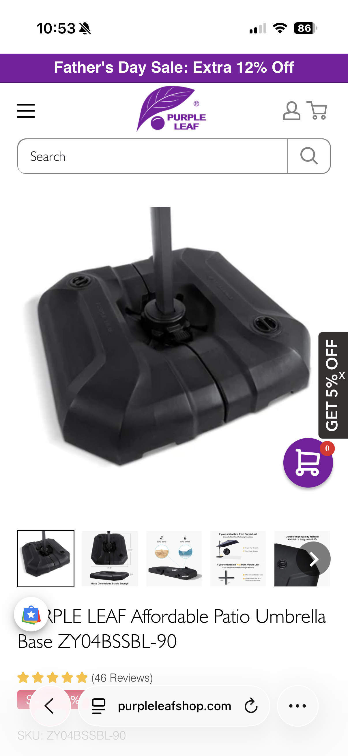 Purple Leaf Off-Set/Cantilever Patio Umbrella Base