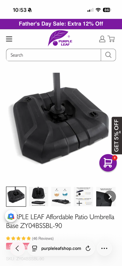 Purple Leaf Off-Set/Cantilever Patio Umbrella Base