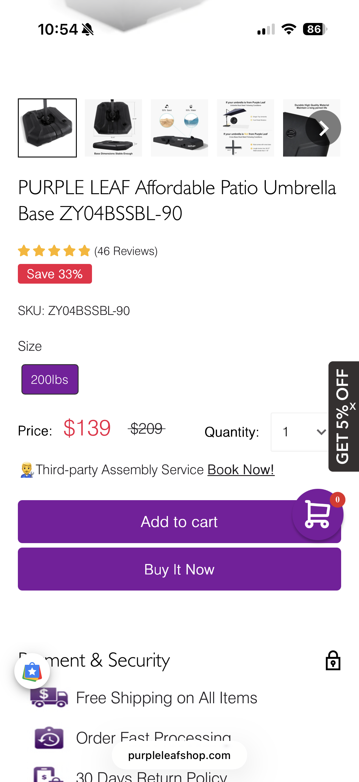 Purple Leaf Off-Set/Cantilever Patio Umbrella Base
