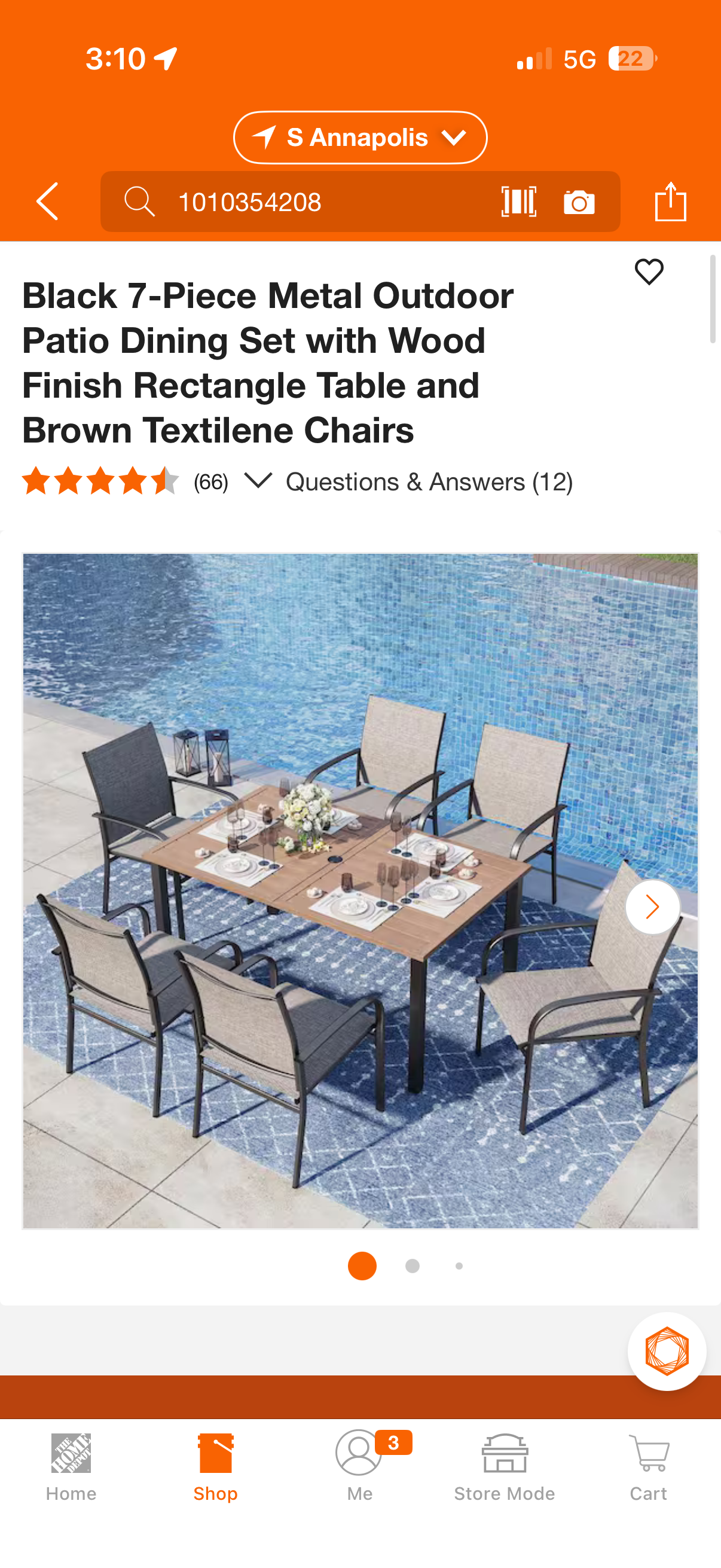 Phi Villa 6pc Black Metal Outdoor Patio Dining Chair Set
