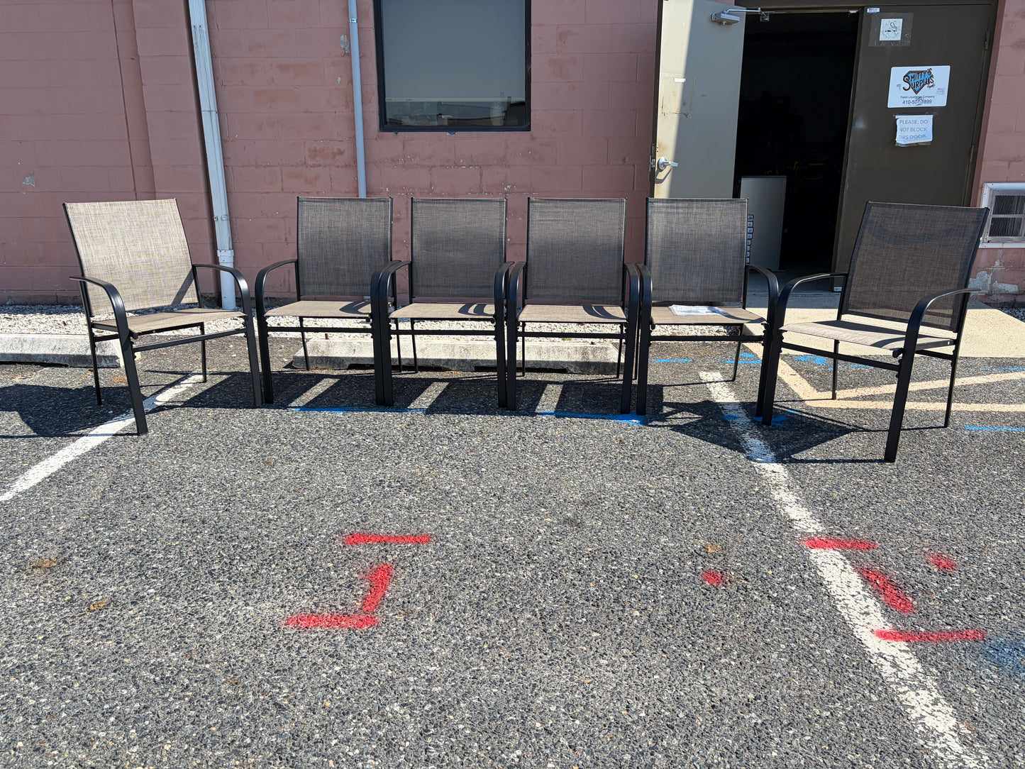 Phi Villa 6pc Black Metal Outdoor Patio Dining Chair Set