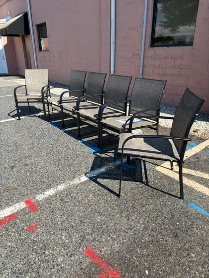 Phi Villa 6pc Black Metal Outdoor Patio Dining Chair Set
