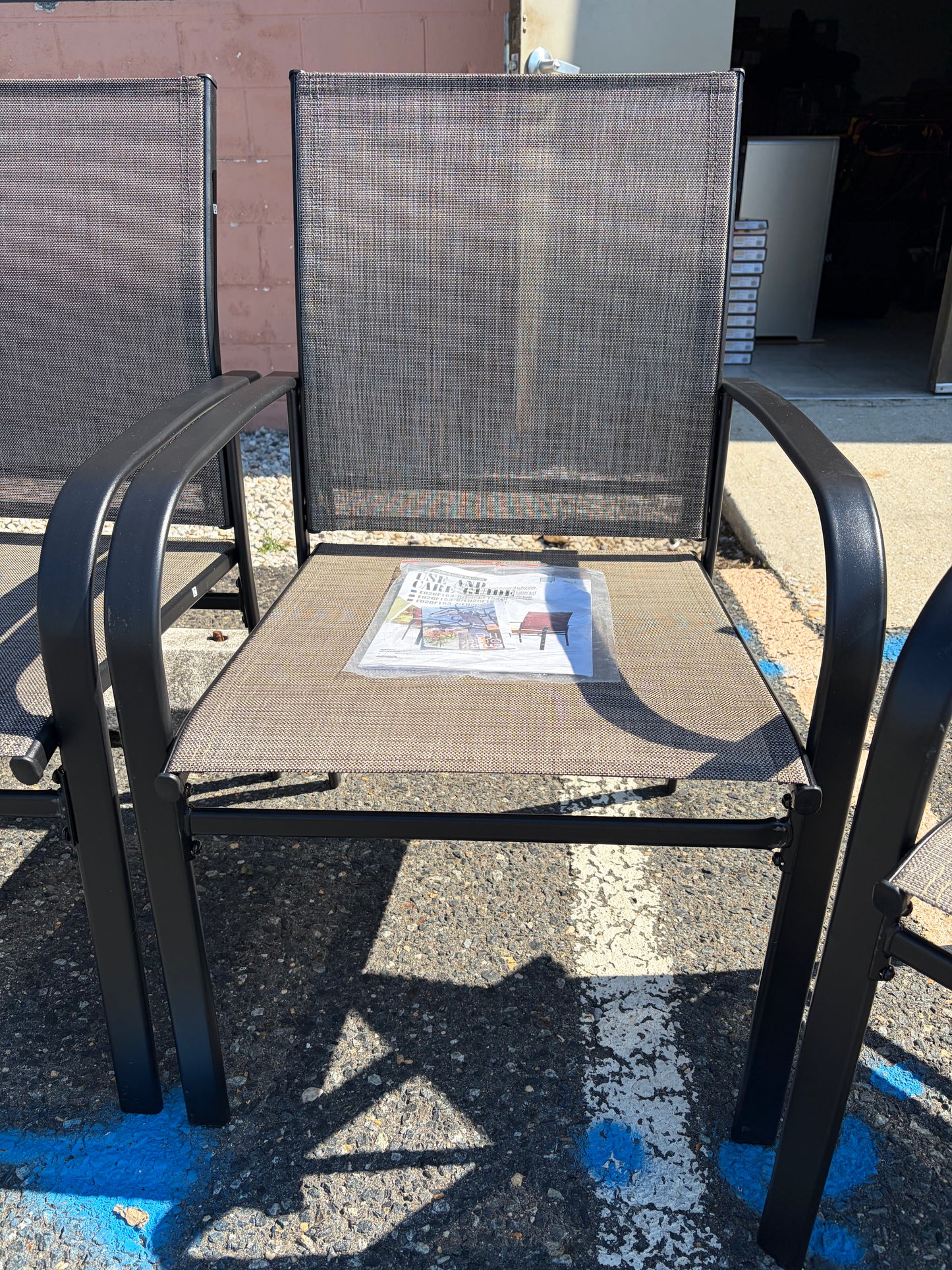 Phi Villa 6pc Black Metal Outdoor Patio Dining Chair Set