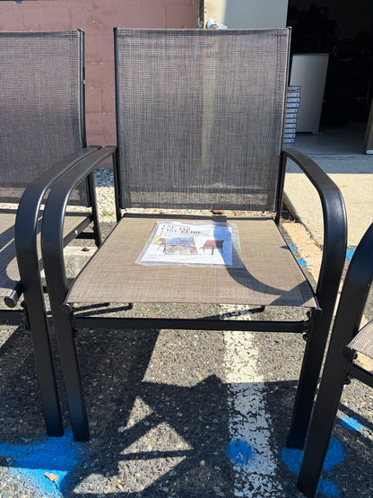 Phi Villa 6pc Black Metal Outdoor Patio Dining Chair Set