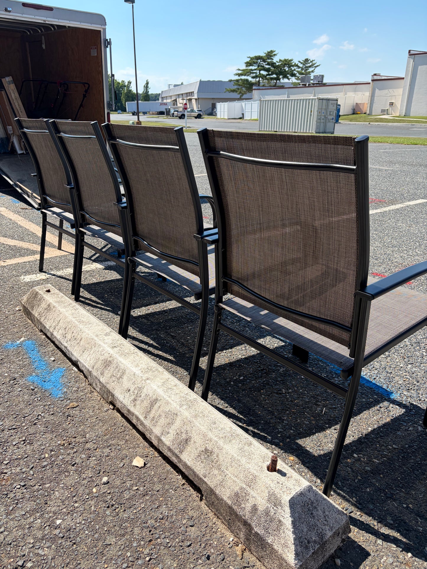 Phi Villa 6pc Black Metal Outdoor Patio Dining Chair Set