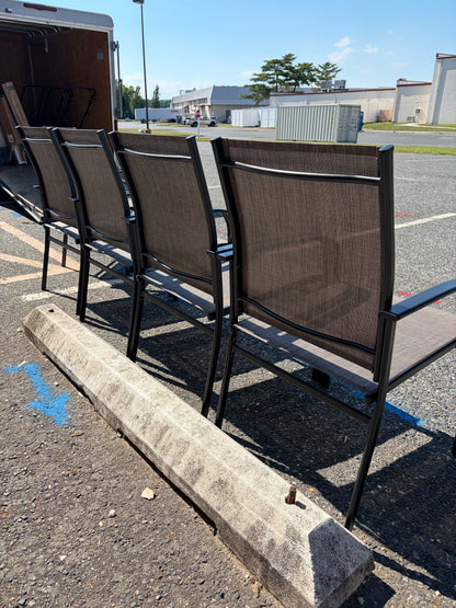 Phi Villa 6pc Black Metal Outdoor Patio Dining Chair Set