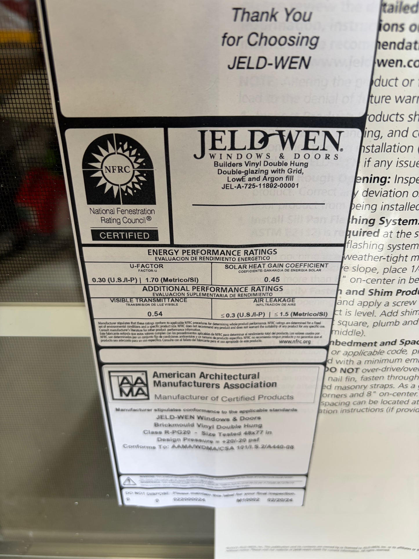 Jeld-Wen V-2500S Double Pane Double Hung Vinyl Brickmould Windows
