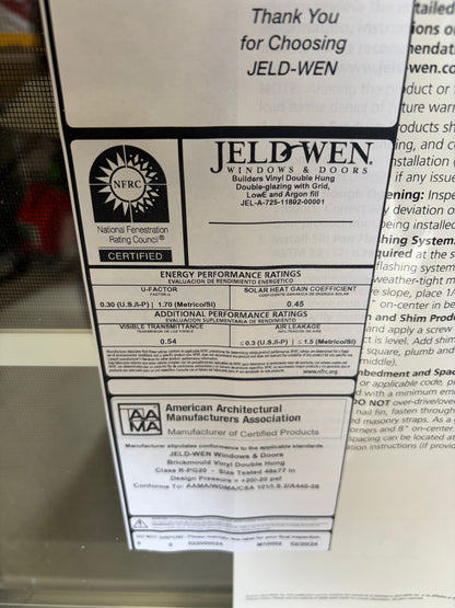 Jeld-Wen V-2500S Double Pane Double Hung Vinyl Brickmould Windows
