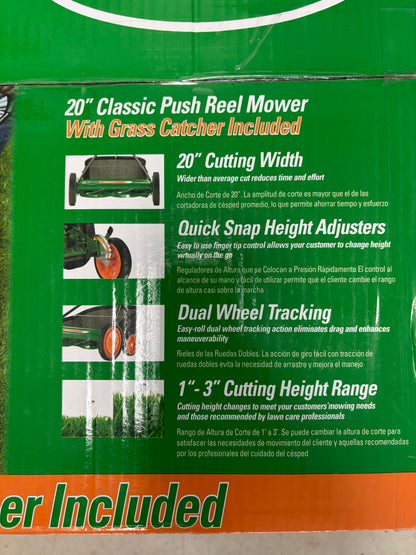 Scotts 20” Manual Walk Behind Push Lawn Mower w/Bag