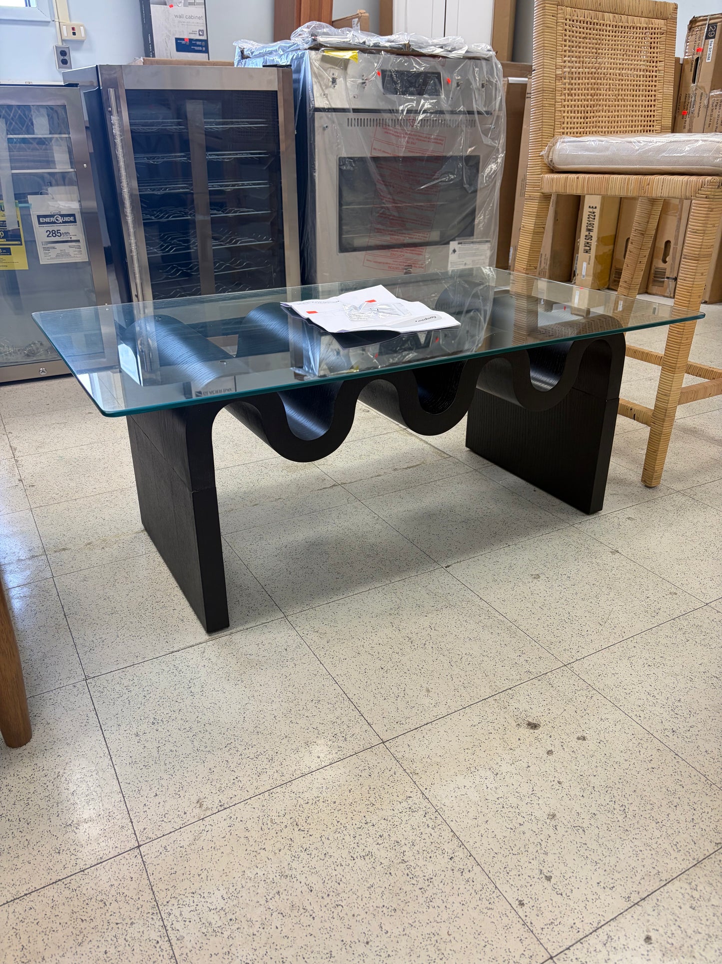 Modway Ondine Glass & Wood Retro Vintage Coffee Table