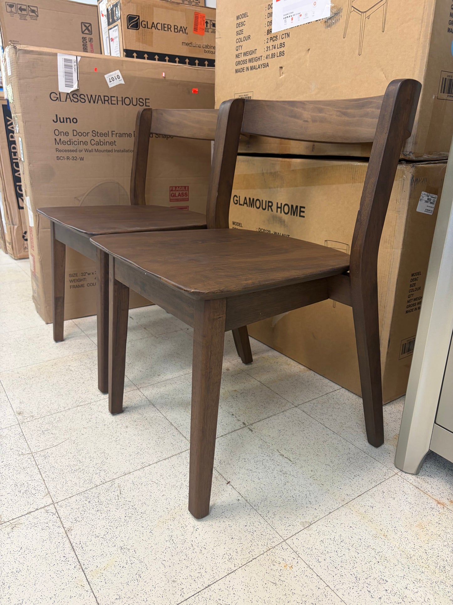 Glamour Home Astor Walnut Solid Wood Dining Chair Set of 2