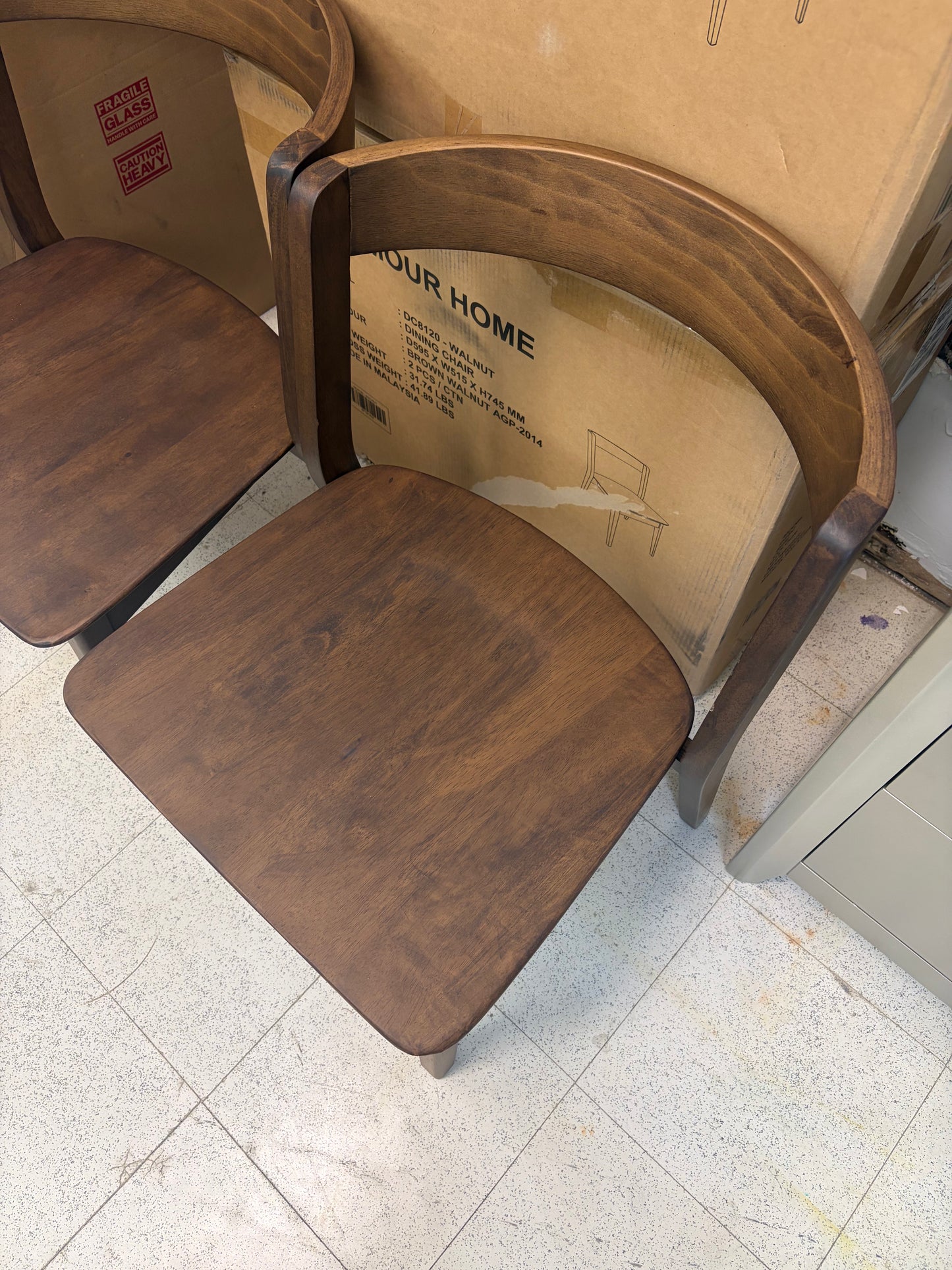 Glamour Home Astor Walnut Solid Wood Dining Chair Set of 2