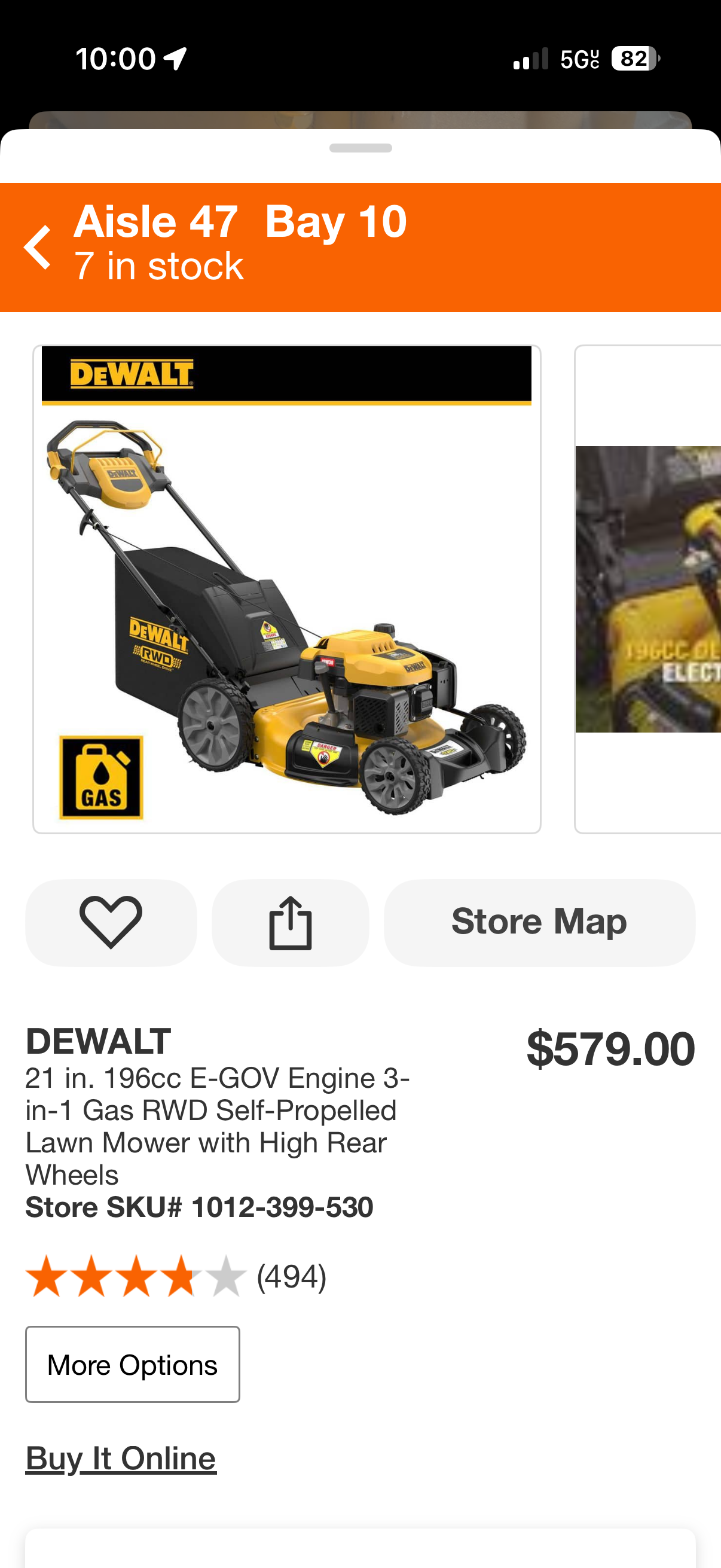 Dewalt 21” 196cc RWD Self Propelled Gas Lawn Mower