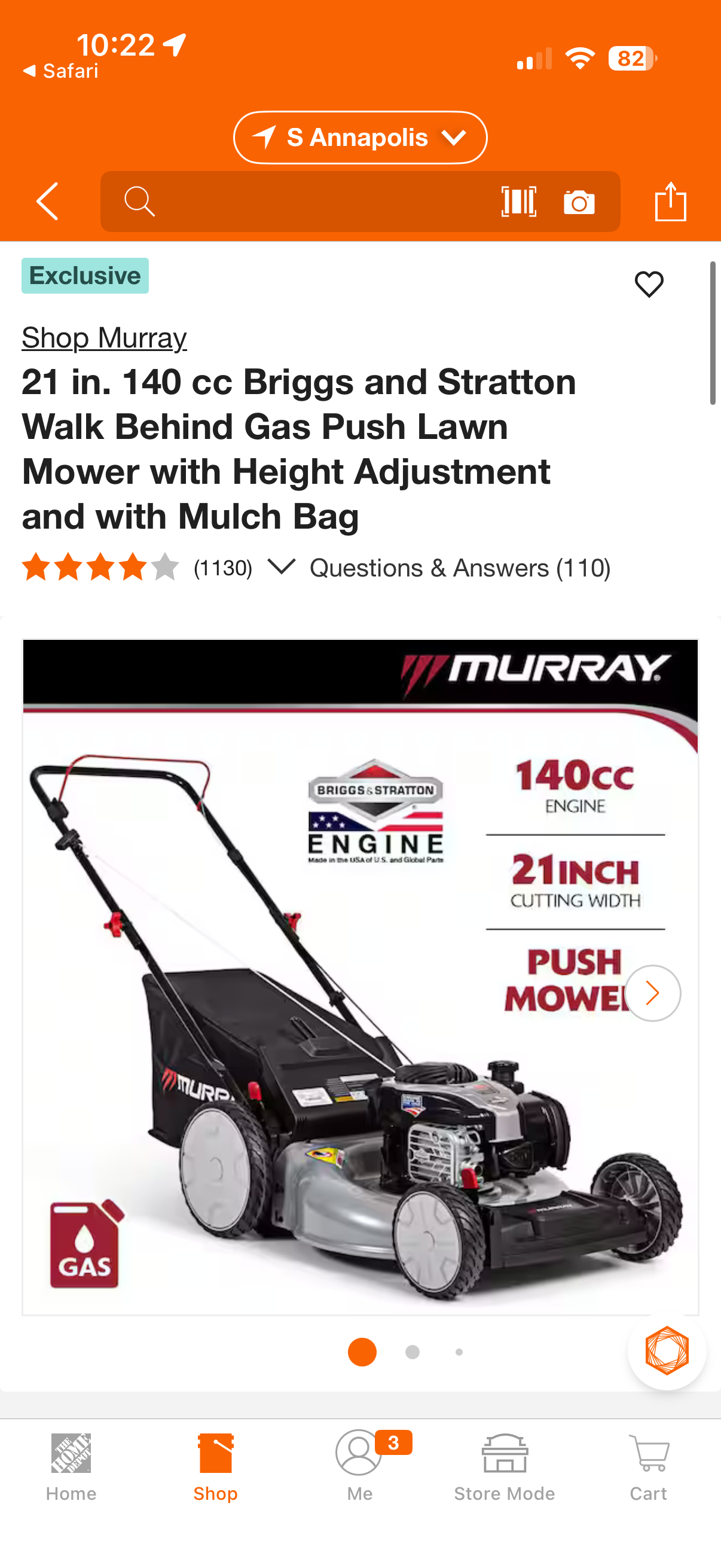 Murray 21” 140cc PUSH Gas Lawn Mower