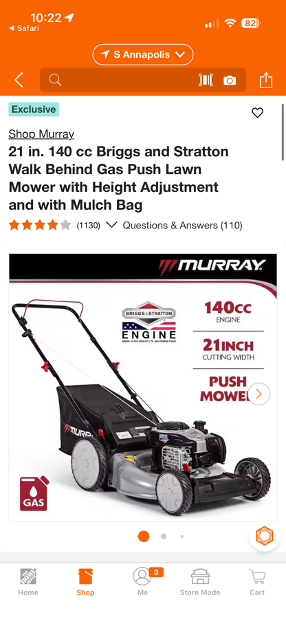 Murray 21” 140cc PUSH Gas Lawn Mower