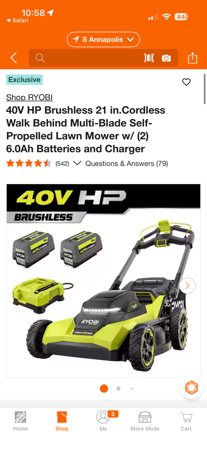 Ryobi 40v HP Brushless 21” Dual Blade Self Propelled Lawn Mower Kit