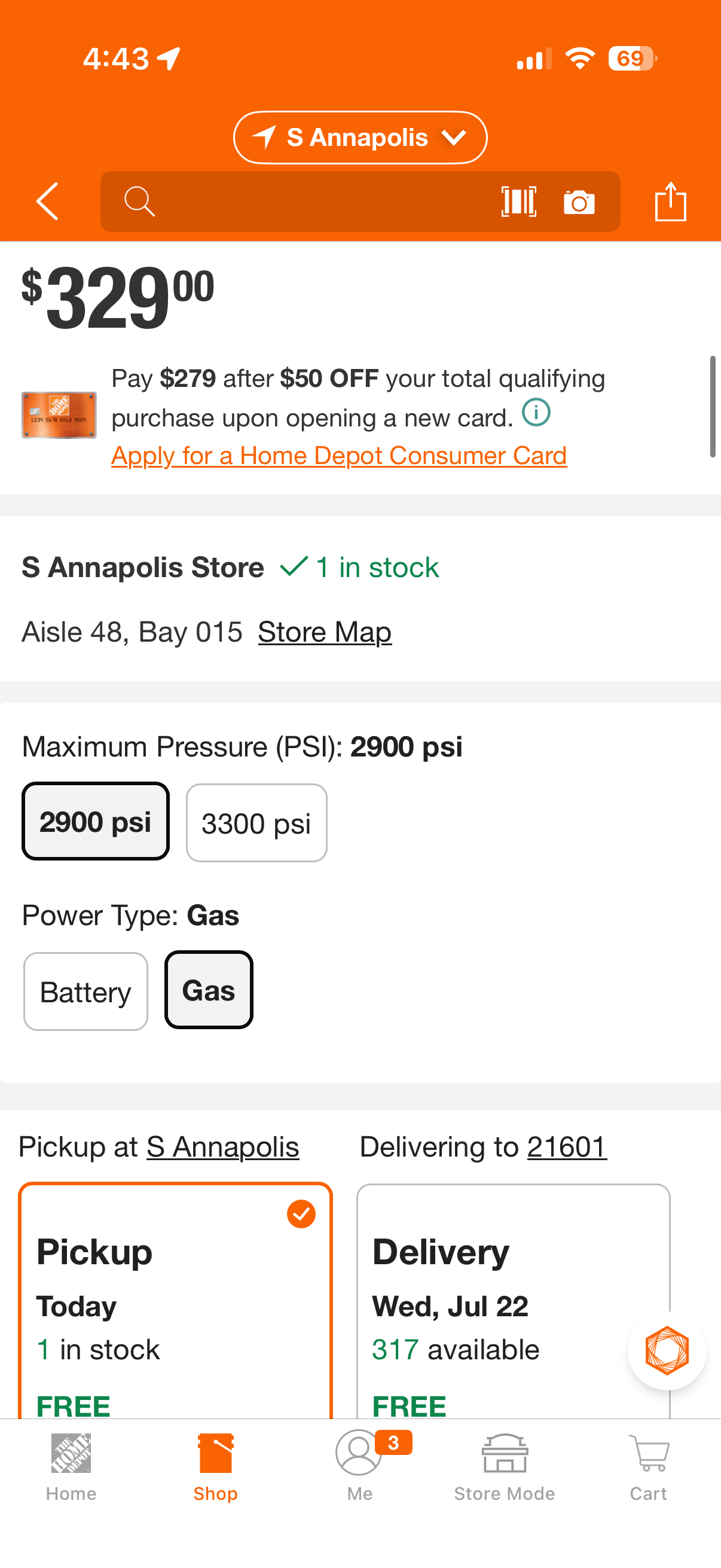 Ryobi 2900 PSI 2.5 GPM 212cc Gas Pressure Washer