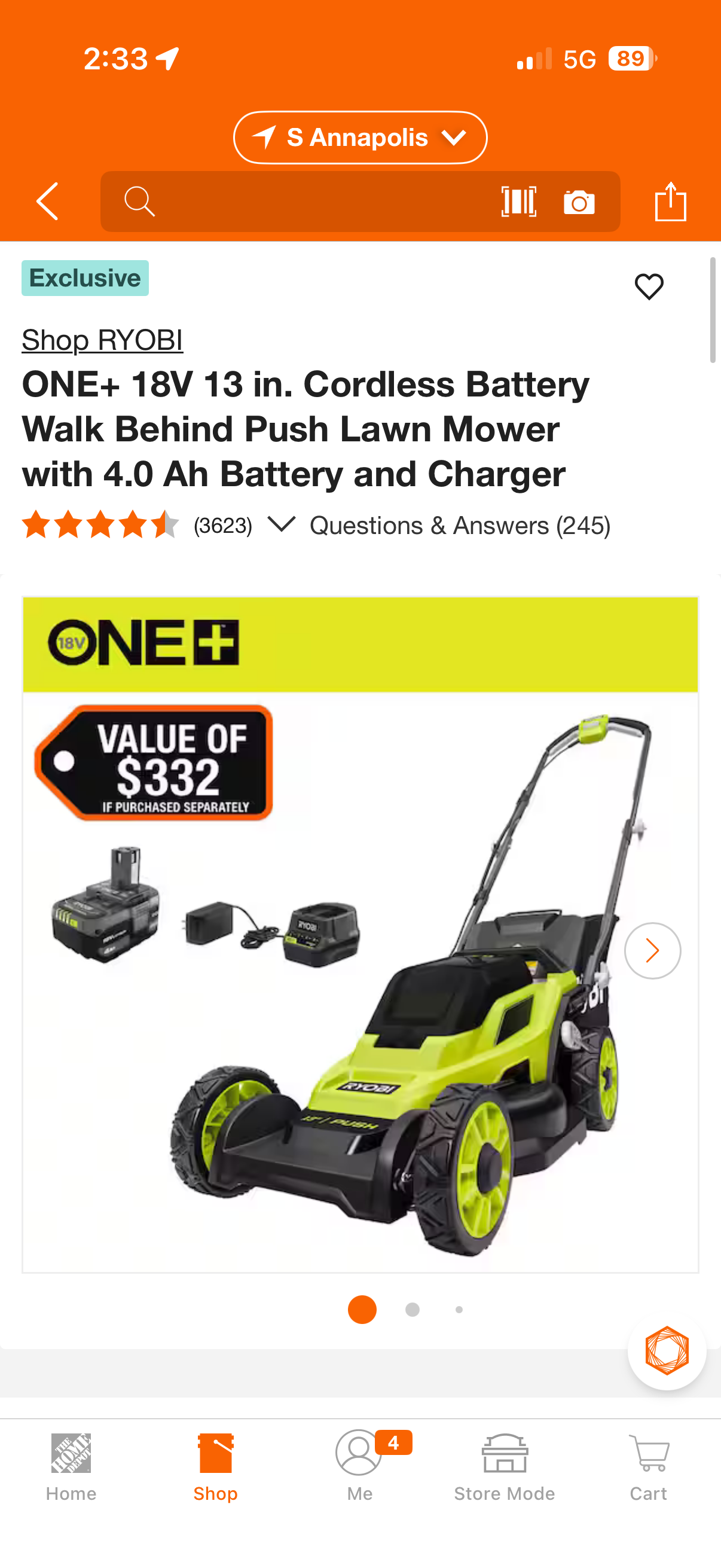 Ryobi One+ 18v 13” PUSH Lawn Mower Kit