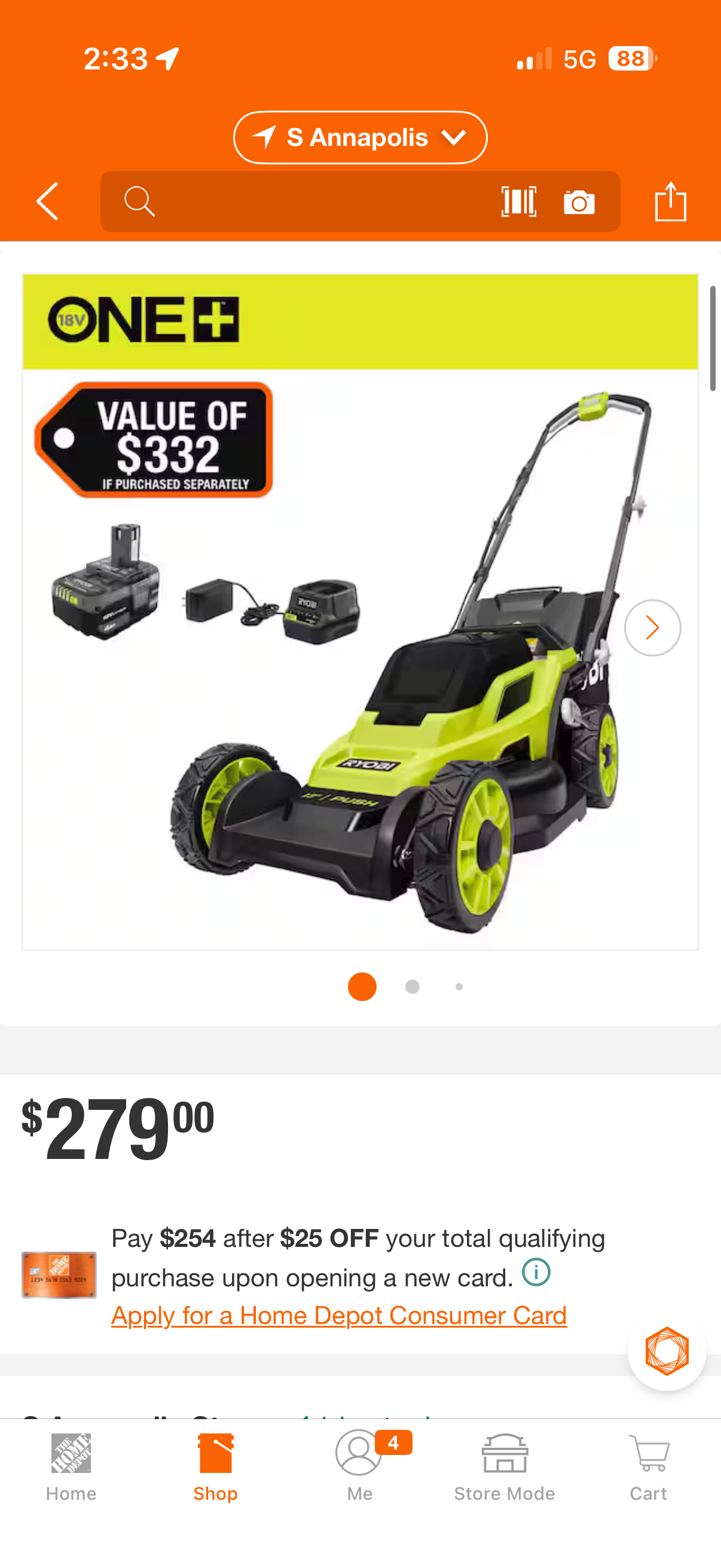 Ryobi One+ 18v 13” PUSH Lawn Mower Kit