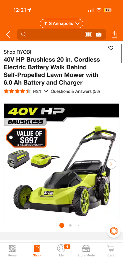 Ryobi 40v HP Brushless 20” RWD Self Propelled Lawn Mower Kit