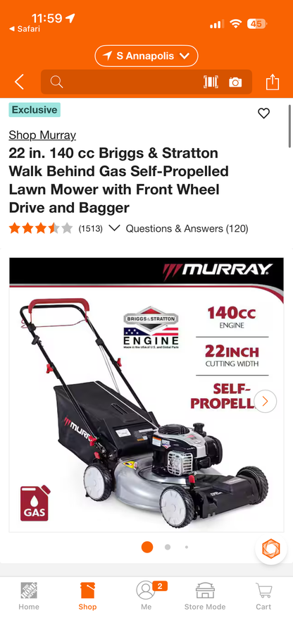 Murray 22” 140cc FWD Self Propelled Gas Lawn Mower
