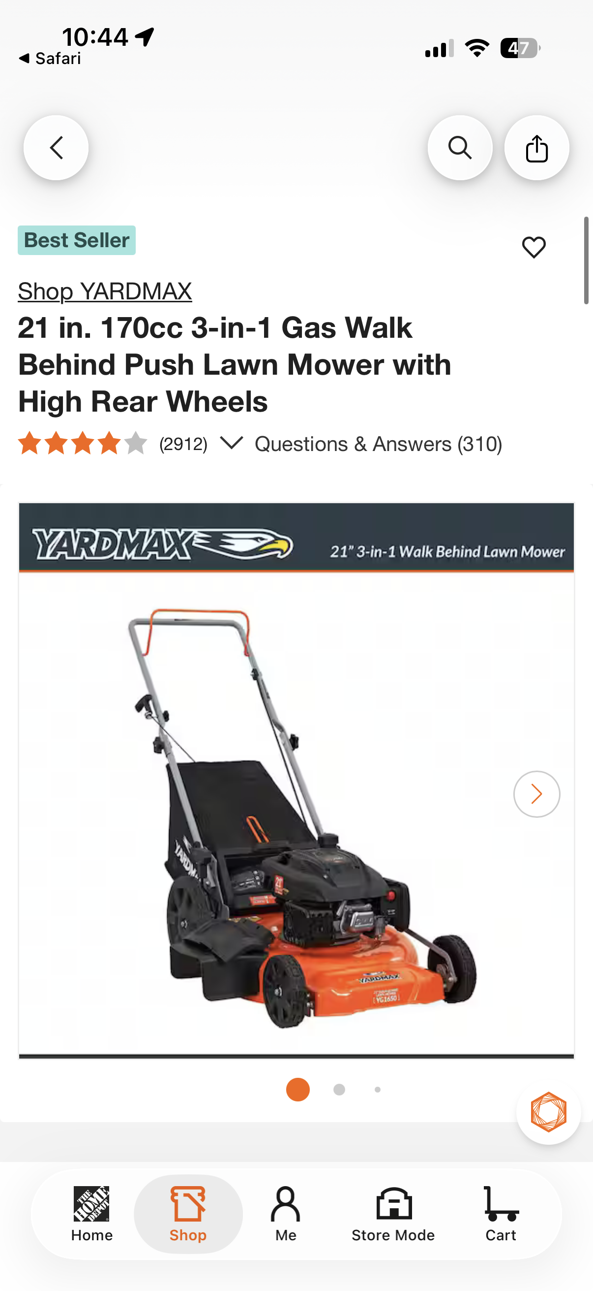 Yardmax 21” 170cc PUSH Gas Lawn Mower