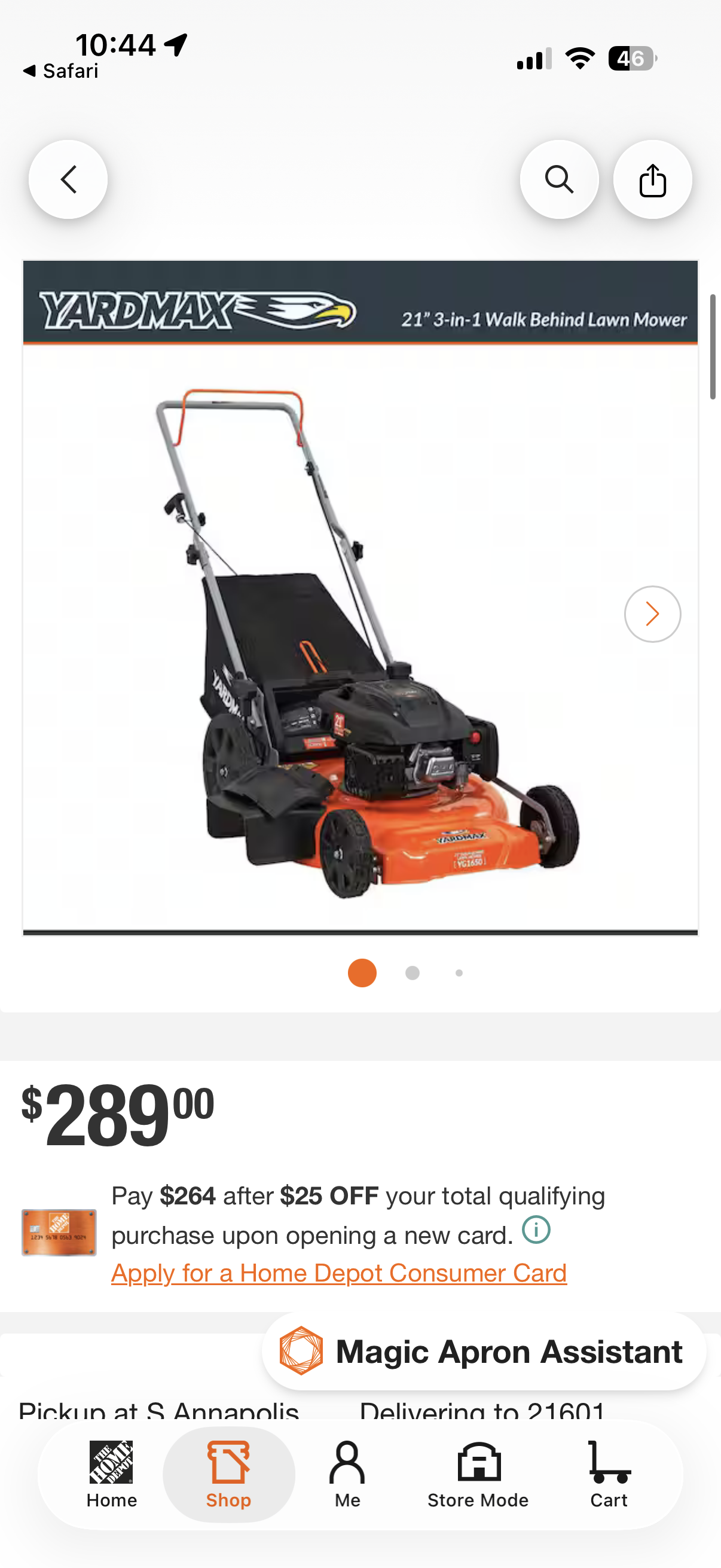 Yardmax 21” 170cc PUSH Gas Lawn Mower