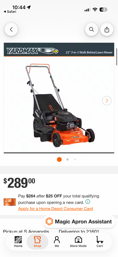 Yardmax 21” 170cc PUSH Gas Lawn Mower