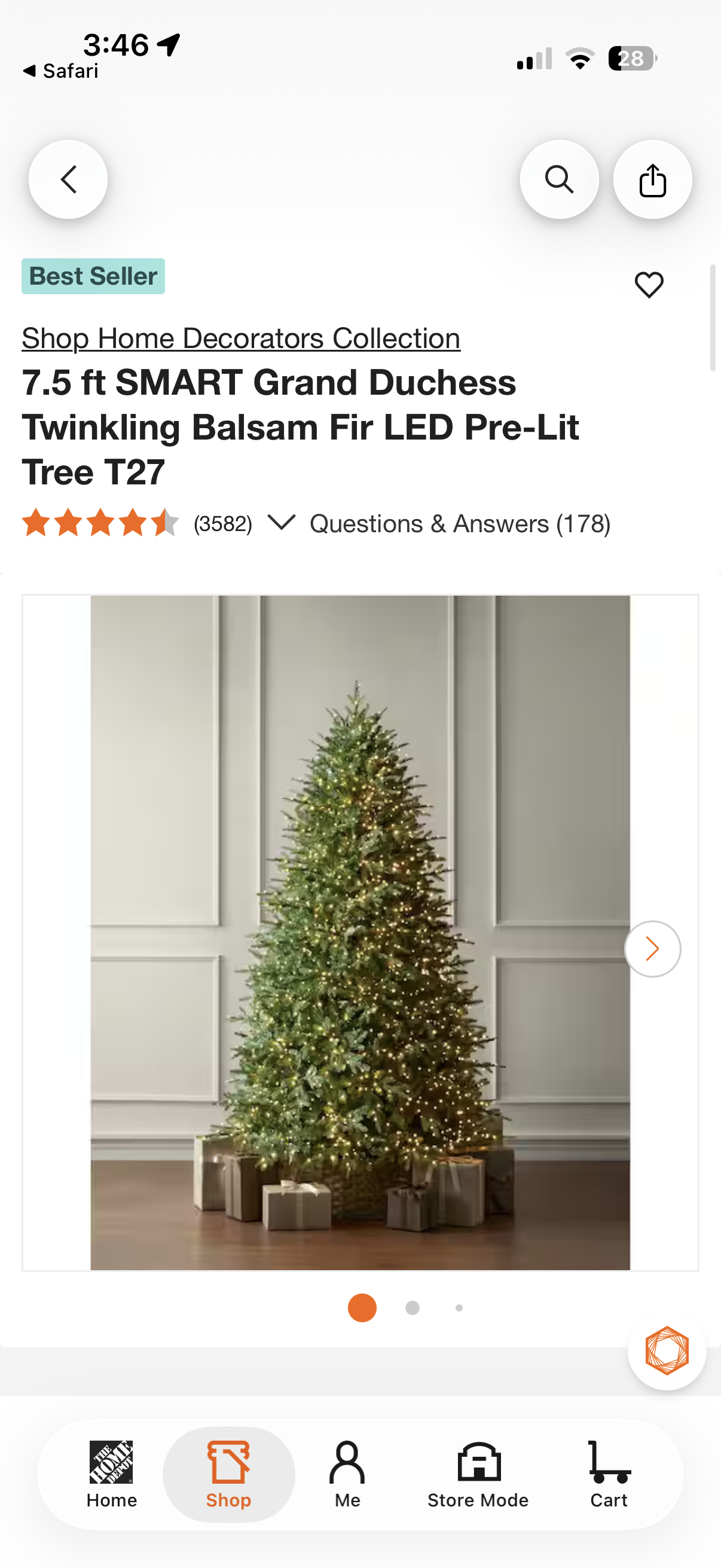 HDC 7.5ft Smart Grand Duchess Twinkling Balsam Fir Pre-Lit LED Christmas Tree