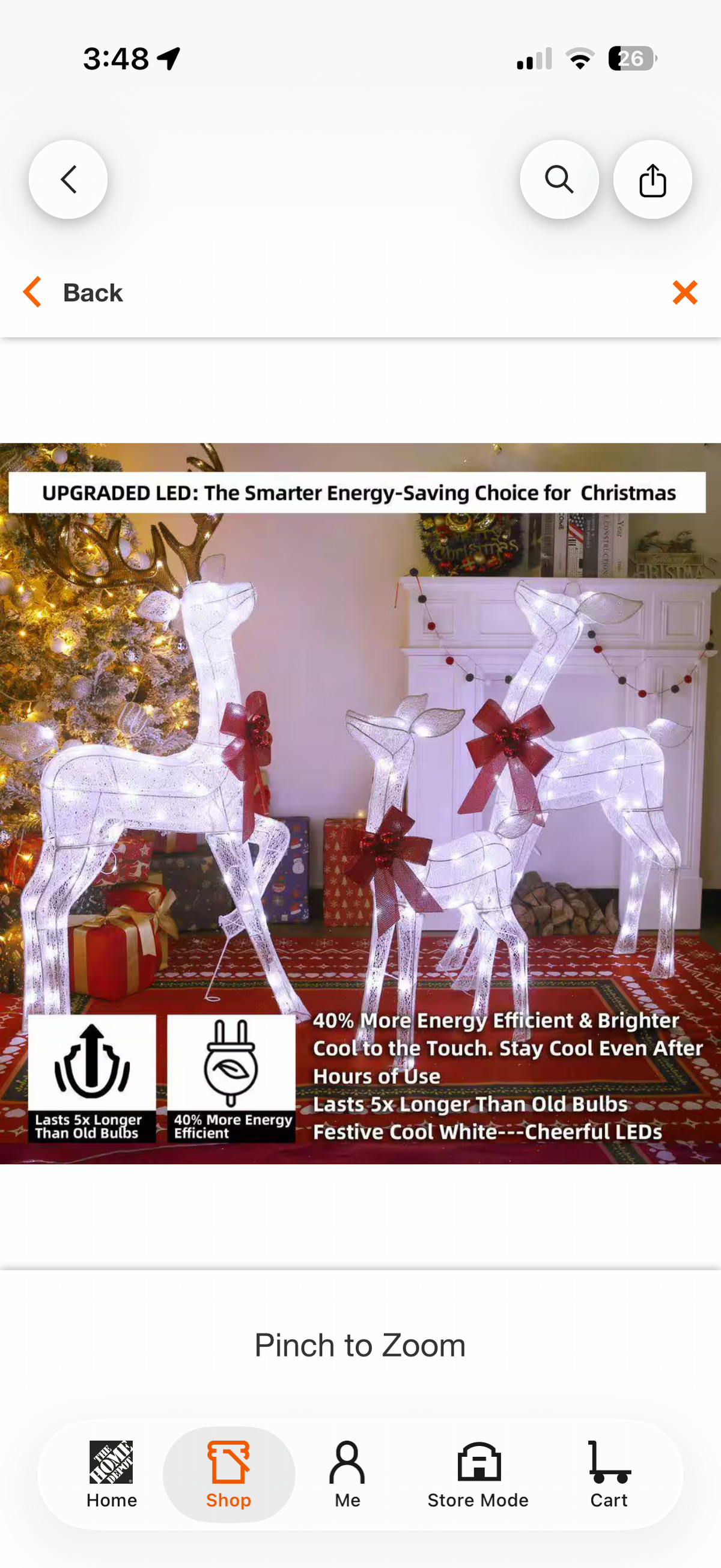 Starfree 3pc 3D LED Reindeer Family Christmas Yard Decoration
