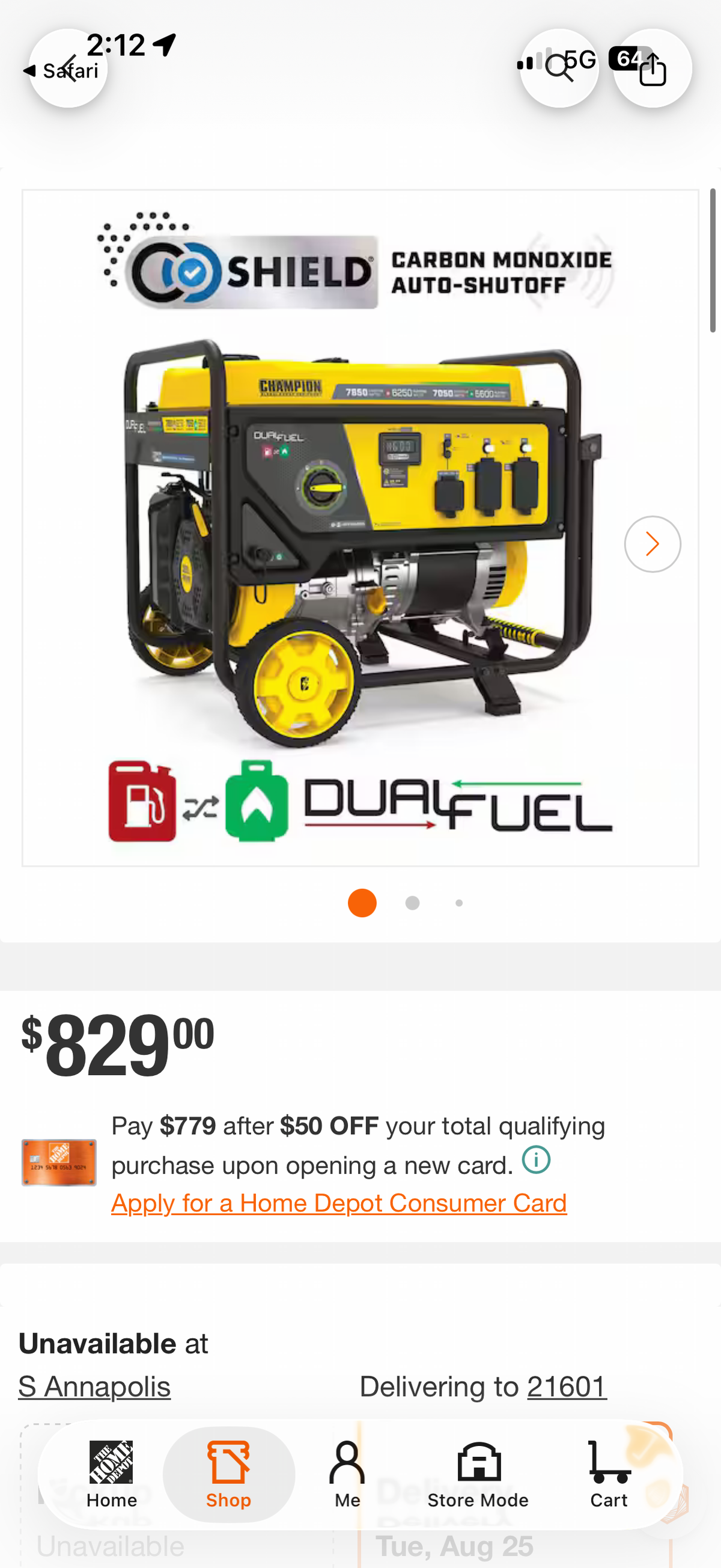 Champion 7850W Dual Fuel Portable Gas Generator