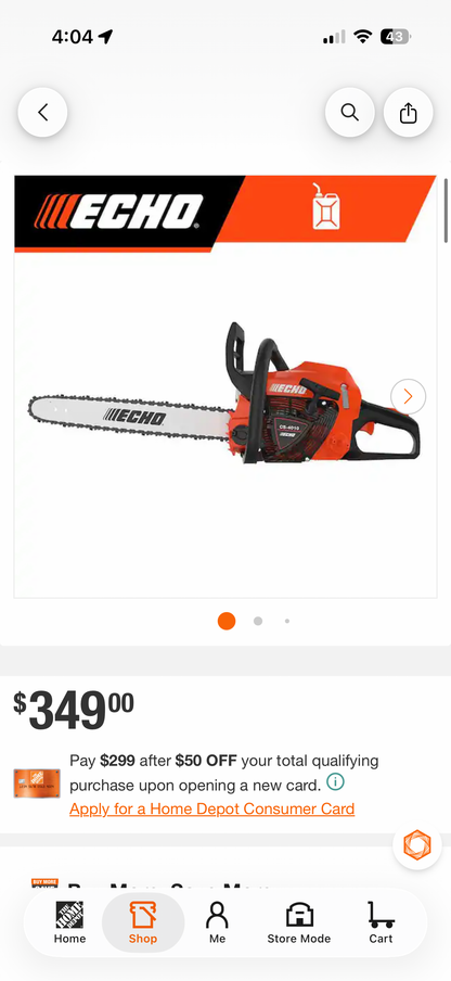 Echo CS-4010 18” 41.6cc 2-Stroke Gas Chainsaw