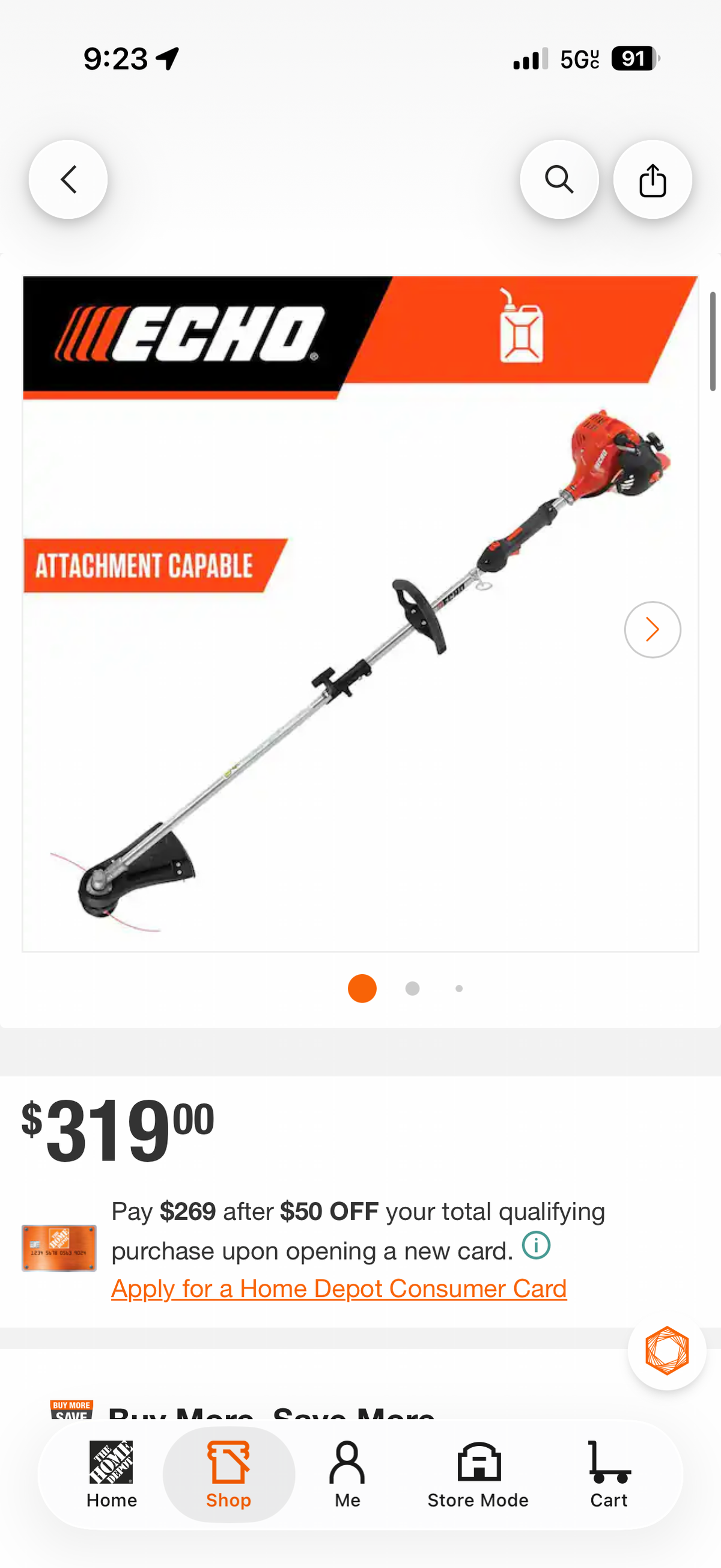 Echo PAS-225 21.2cc 2-Stroke Gas Attachment Capable Trimmer
