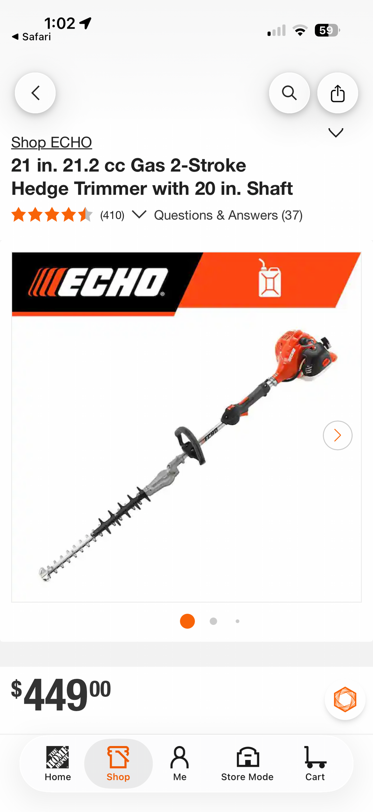 Echo SHC-225S 21” 21.2cc 2-Stroke Gas Hedge Trimmer