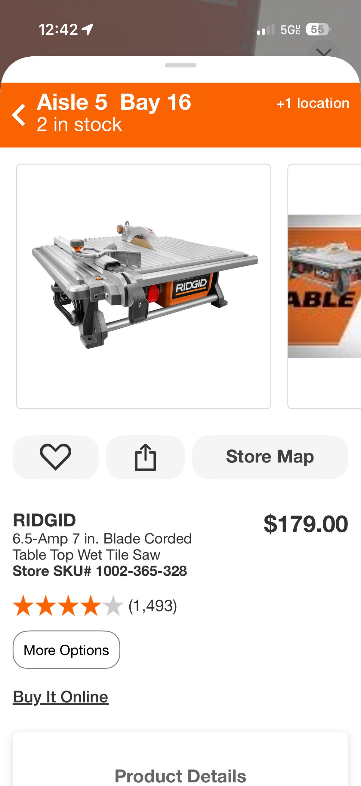 Ridgid 6.5 Amp 7” Table Top Wet Tile Saw