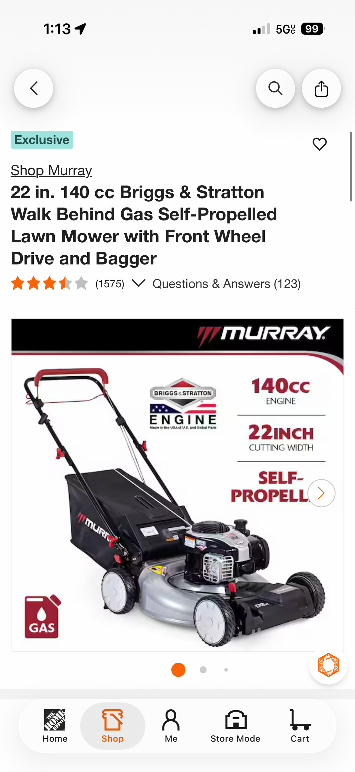 Murray 22” 140cc FWD Self Propelled Gas Lawn Mower