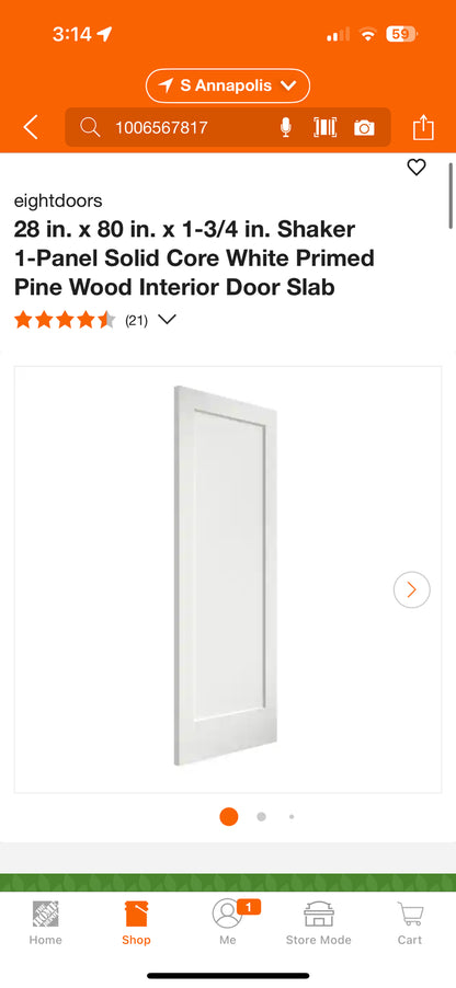 Eight Doors Shaker White Primed Wood Door Slabs