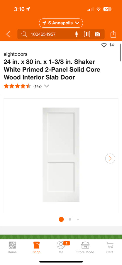 Eight Doors Shaker White Primed Wood Door Slabs
