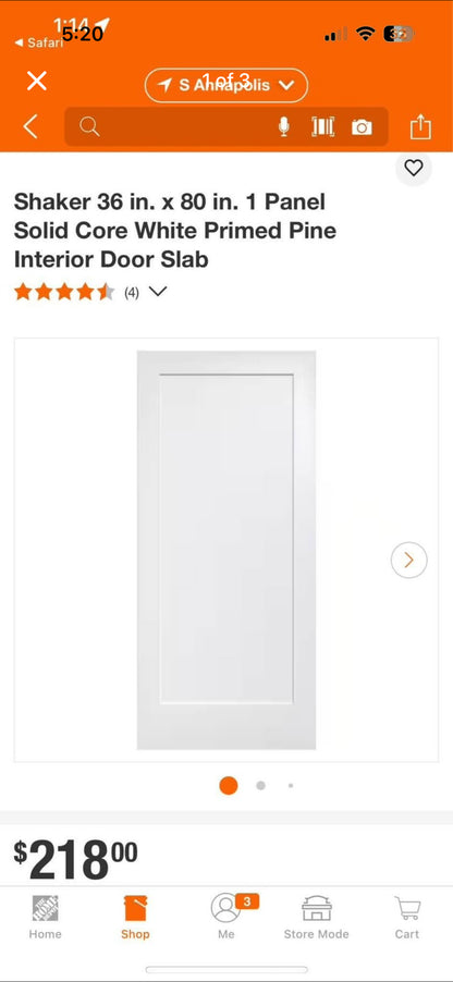 Eight Doors Shaker White Primed Wood Door Slabs