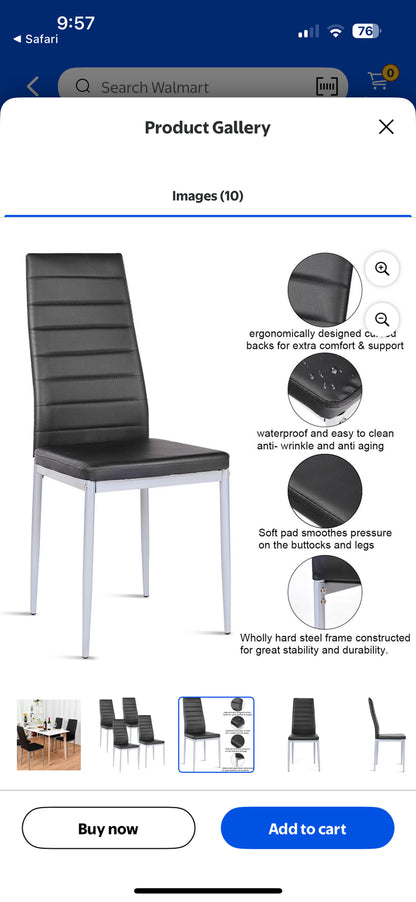 Costway Set of 4 PU Leather Dining Side Chairs