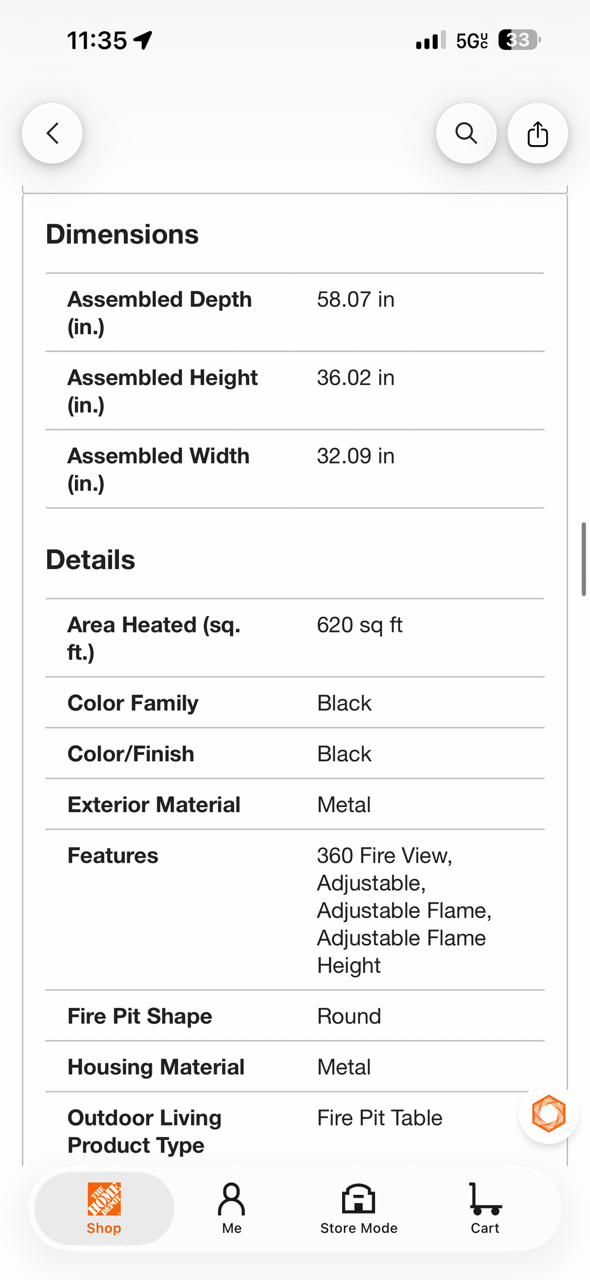 Hampton Bay Tucson 50,000 BTU Steel Propane Outdoor Fire Pit Table